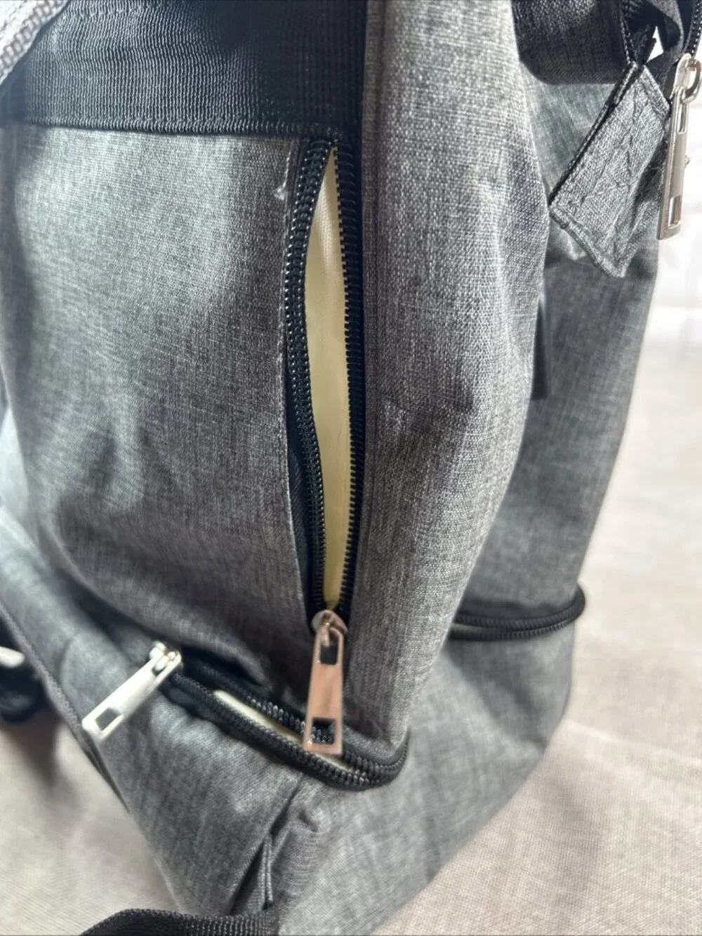 2 Tone Gray Breast Pump Backpack Cooler Moisture Proof Bag Double Layer Zip Up